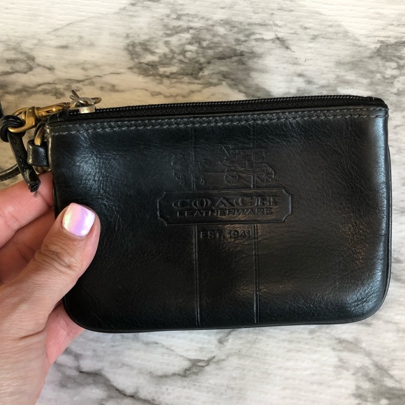 Coach Handbags - Coach Black Leather Small Wristlet